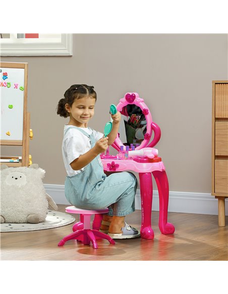 AIYAPLAY Kids Dressing Table with mirror, Stool, Light, Music, 15 Accessories, for Ages 3-6 Years, Pink 350-166V00PK - pic 99660 | FastDaddyshop