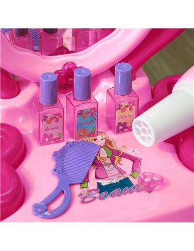AIYAPLAY Kids Dressing Table with mirror, Stool, Light, Music, 15 Accessories, for Ages 3-6 Years, Pink 350-166V00PK