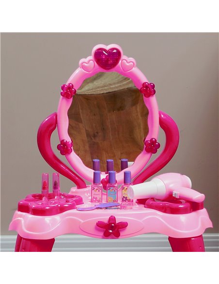 AIYAPLAY Kids Dressing Table with mirror, Stool, Light, Music, 15 Accessories, for Ages 3-6 Years, Pink 350-166V00PK - pic 99667 | FastDaddyshop