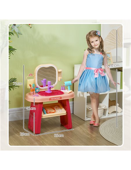 AIYAPLAY Kids Dressing Table with Mirror, LED Light, 23 Accessories, Pink 350-169V00PK - pic 99679 | FastDaddyshop