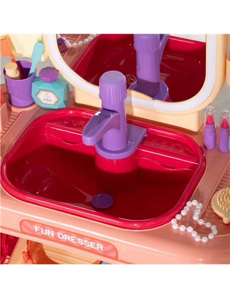 AIYAPLAY Kids Dressing Table with Mirror, LED Light, 23 Accessories, Pink 350-169V00PK - pic 99685 | FastDaddyshop