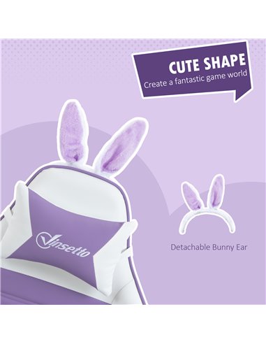 Vinsetto Racing Gaming Chair, Reclining PU Leather Computer Chair with Removable Rabbit Ears, Footrest, Headrest and Lumber Supp