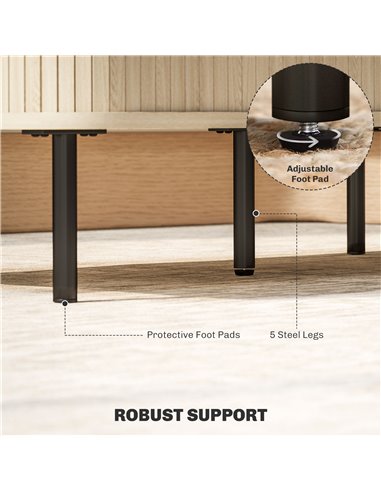 HOMCOM Coffee Table with Storage, Living Room Table with Slatted Tambour Sliding Doors and Foot Pads, Rectangular Coffee Table w