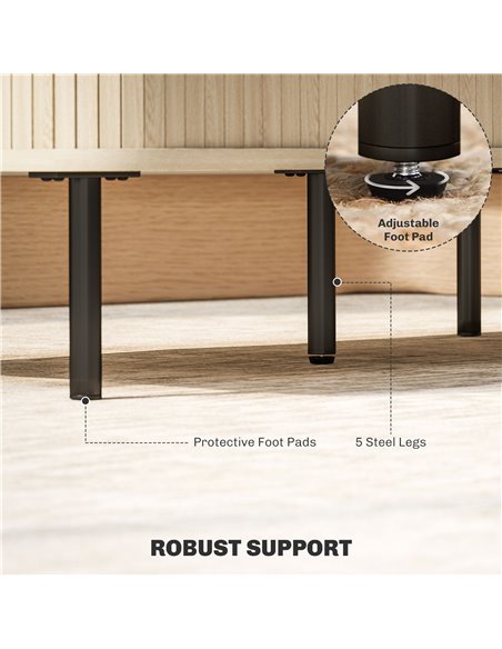 HOMCOM Coffee Table with Storage, Living Room Table with Slatted Tambour Sliding Doors and Foot Pads, Rectangular Coffee Table w - pic 99764 | FastDaddyshop