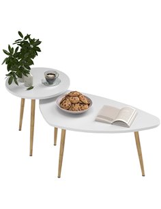 HOMCOM Set of Two Scandinavian-Style Coffee Tables - White 839-045V00WT
