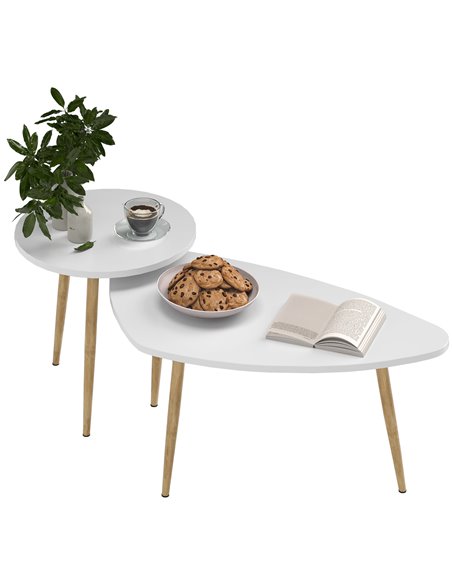 HOMCOM Set of Two Scandinavian-Style Coffee Tables - White 839-045V00WT - pic 99776 | FastDaddyshop