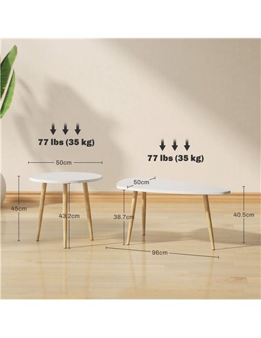 HOMCOM Set of Two Scandinavian-Style Coffee Tables - White 839-045V00WT
