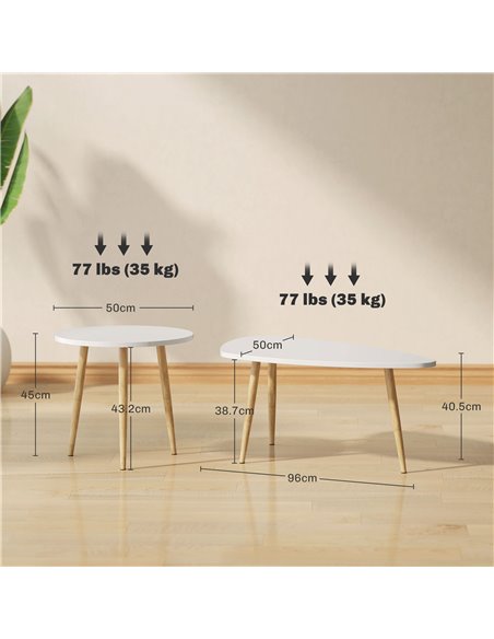 HOMCOM Set of Two Scandinavian-Style Coffee Tables - White 839-045V00WT - pic 99778 | FastDaddyshop