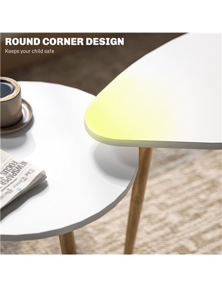 HOMCOM Set of Two Scandinavian-Style Coffee Tables - White 839-045V00WT - pic 99779 | FastDaddyshop