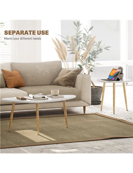 HOMCOM Set of Two Scandinavian-Style Coffee Tables - White 839-045V00WT - pic 99780 | FastDaddyshop