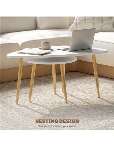 HOMCOM Set of Two Scandinavian-Style Coffee Tables - White 839-045V00WT