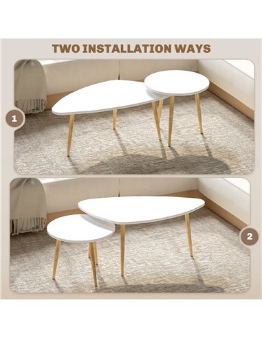 HOMCOM Set of Two Scandinavian-Style Coffee Tables - White 839-045V00WT