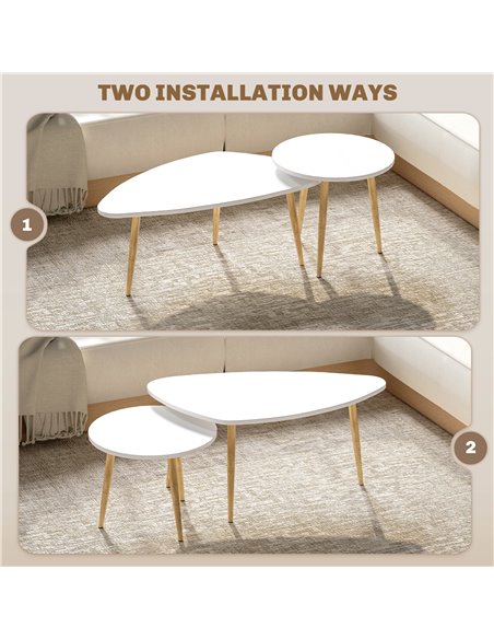 HOMCOM Set of Two Scandinavian-Style Coffee Tables - White 839-045V00WT - pic 99783 | FastDaddyshop