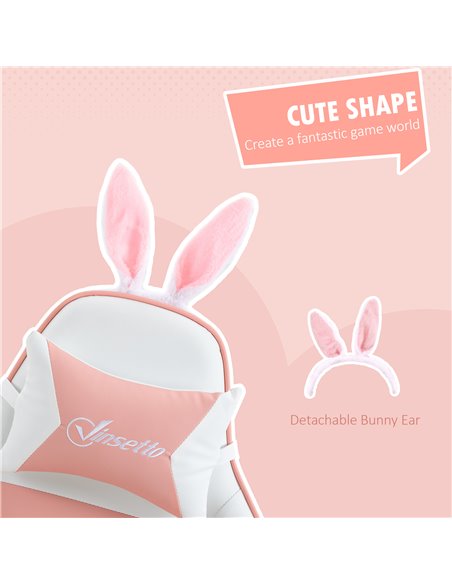 Vinsetto Racing Gaming Chair, Reclining PU Leather Computer Chair with Removable Rabbit Ears, Footrest, Headrest and Lumber Supp - pic 9979 | FastDaddyshop