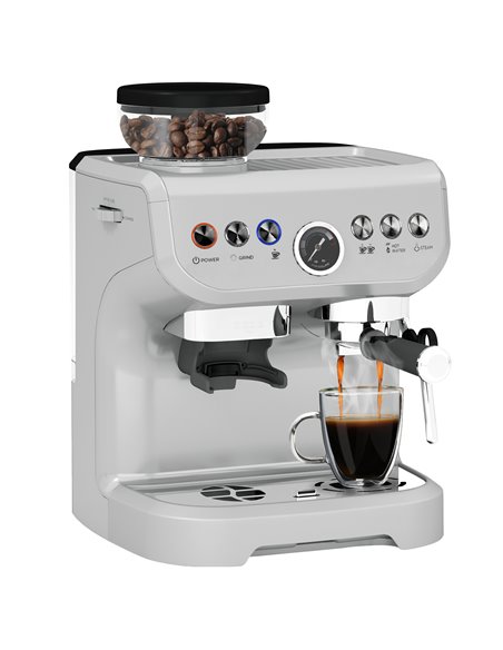 HOMCOM 15 Bar Coffee Machine, with Adjustable Grind, Steamer and Accessories - Silver Colour 800-197V70SR - pic 99794 | FastDaddyshop
