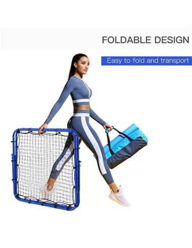 HOMCOM Double Sided Football Rebounder Net, Football Rebound Goal with 5 Adjustable Angles, Blue A60-003