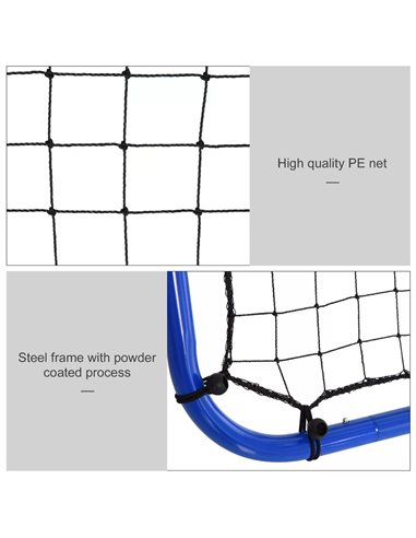 HOMCOM Double Sided Football Rebounder Net, Football Rebound Goal with 5 Adjustable Angles, Blue A60-003
