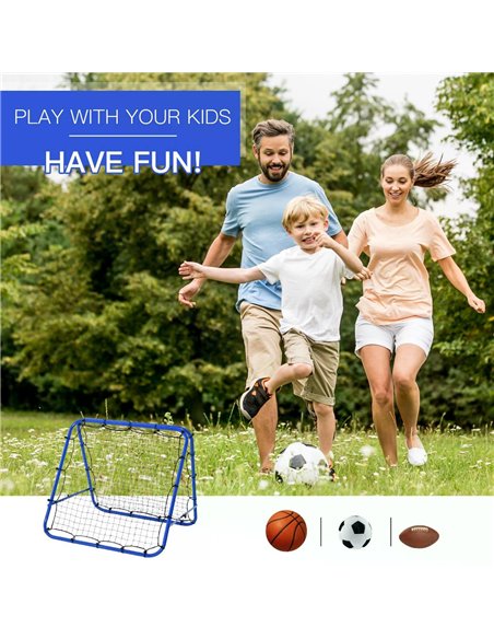 HOMCOM Double Sided Football Rebounder Net, Football Rebound Goal with 5 Adjustable Angles, Blue A60-003 - pic 99829 | FastDaddyshop