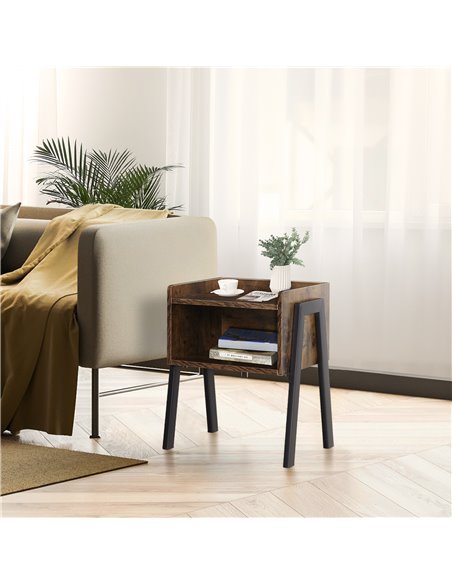HOMCOM Bedside Table Set of 2 Industrial Nightstand Stackable End Table with Open Front Storage Compartment  Retro Furniture wit - pic 99833 | FastDaddyshop