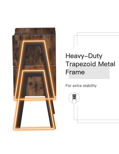 HOMCOM Bedside Table Set of 2 Industrial Nightstand Stackable End Table with Open Front Storage Compartment  Retro Furniture wit