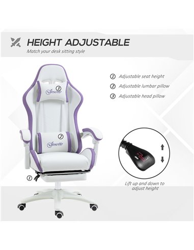 Vinsetto Racing Gaming Chair, Reclining PU Leather Computer Chair with 360 Degree Swivel Seat, Footrest, Removable Headrest and 