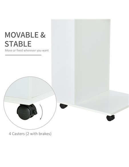 HOMCOM Mobile Sofa Side Table C-Shape End Table with Storage and Casters for Laptop Coffee Snack, White 838-143WT - pic 99871 | FastDaddyshop