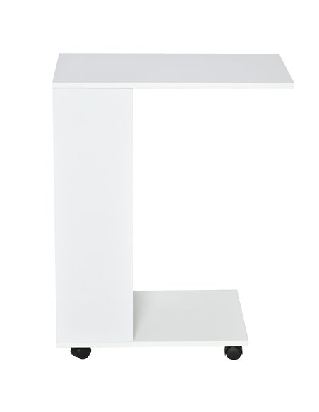 HOMCOM Mobile Sofa Side Table C-Shape End Table with Storage and Casters for Laptop Coffee Snack, White 838-143WT - pic 99872 | FastDaddyshop