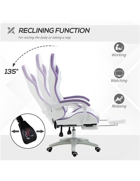 Vinsetto Racing Gaming Chair, Reclining PU Leather Computer Chair with 360 Degree Swivel Seat, Footrest, Removable Headrest and  - pic 9988 | FastDaddyshop