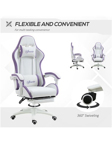 Vinsetto Racing Gaming Chair, Reclining PU Leather Computer Chair with 360 Degree Swivel Seat, Footrest, Removable Headrest and 