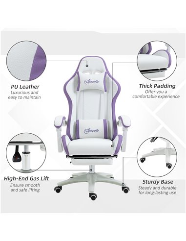 Vinsetto Racing Gaming Chair, Reclining PU Leather Computer Chair with 360 Degree Swivel Seat, Footrest, Removable Headrest and 