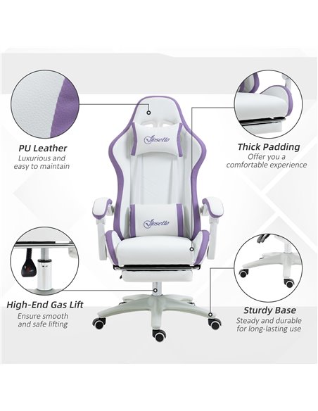 Vinsetto Racing Gaming Chair, Reclining PU Leather Computer Chair with 360 Degree Swivel Seat, Footrest, Removable Headrest and  - pic 9990 | FastDaddyshop