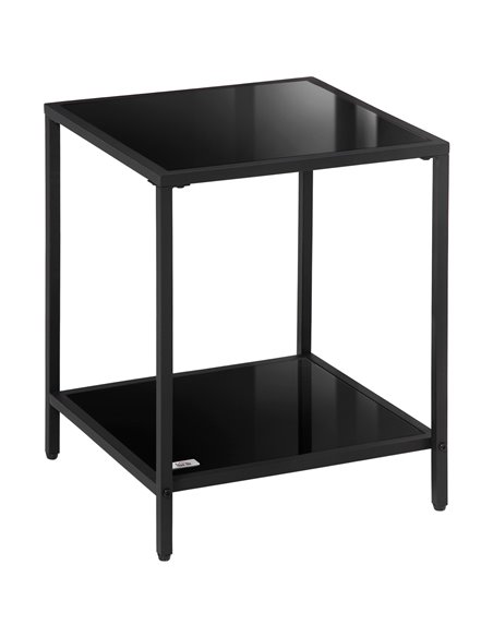 HOMCOM Side Table with Tempered Glass Top, End Table with 2-Tier Storage, Classic Accent Table with Steel Frame, Black 839-434V0 - pic 99911 | FastDaddyshop