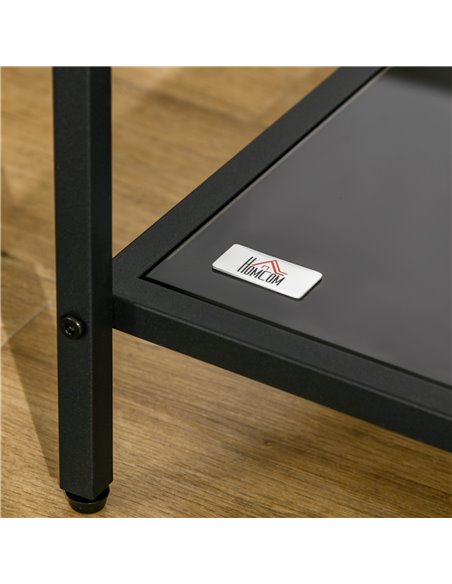 HOMCOM Side Table with Tempered Glass Top, End Table with 2-Tier Storage, Classic Accent Table with Steel Frame, Black 839-434V0 - pic 99919 | FastDaddyshop