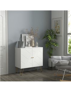 HOMCOM Storage Cabinet Slim Sideboard with Golden Hairpin Legs Adjustable Shelves for Living Room Dining Room Hallway White 838- 2