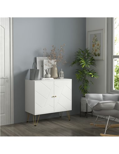 HOMCOM Storage Cabinet Slim Sideboard with Golden Hairpin Legs Adjustable Shelves for Living Room Dining Room Hallway White 838-