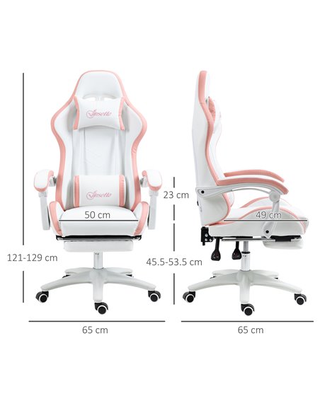 Vinsetto Racing Gaming Chair, Reclining PU Leather Computer Chair with 360 Degree Swivel Seat, Footrest, Removable Headrest Whit - pic 9994 | FastDaddyshop
