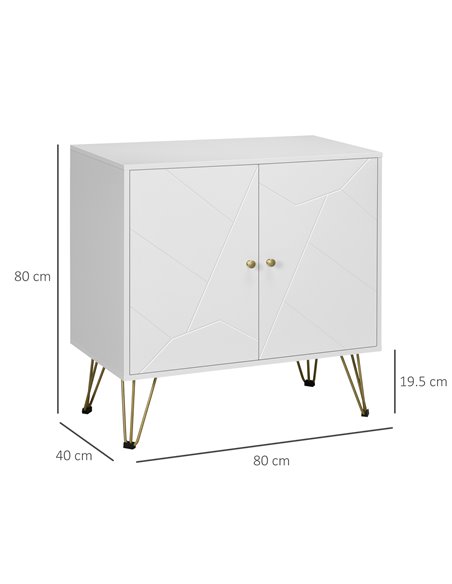 HOMCOM Storage Cabinet Slim Sideboard with Golden Hairpin Legs Adjustable Shelves for Living Room Dining Room Hallway White 838- - pic 99940 | FastDaddyshop