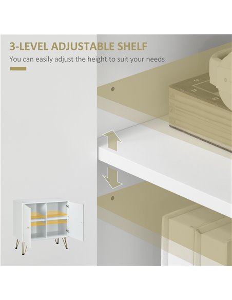 HOMCOM Storage Cabinet Slim Sideboard with Golden Hairpin Legs Adjustable Shelves for Living Room Dining Room Hallway White 838- - pic 99943 | FastDaddyshop
