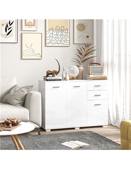 HOMCOM Sideboard, Modern Storage Cabinet with 2 Drawers, 3 Doors and Adjustable Shelves, Kitchen Cabinet for Living Room, Dining - pic 99948 | FastDaddyshop