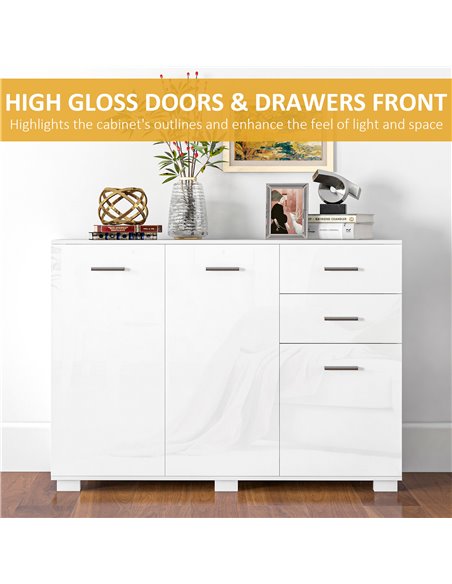 HOMCOM Sideboard, Modern Storage Cabinet with 2 Drawers, 3 Doors and Adjustable Shelves, Kitchen Cabinet for Living Room, Dining - pic 99952 | FastDaddyshop