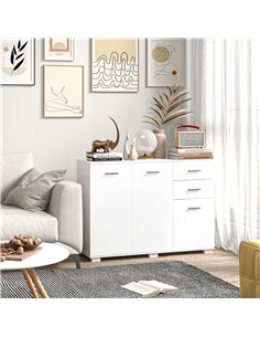 HOMCOM Sideboard, Modern Storage Cabinet with 2 Drawers, 3 Doors and Adjustable Shelves, Kitchen Cabinet for Living Room, Dining 2