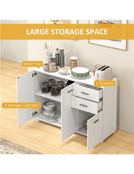HOMCOM Sideboard, Modern Storage Cabinet with 2 Drawers, 3 Doors and Adjustable Shelves, Kitchen Cabinet for Living Room, Dining - pic 99959 | FastDaddyshop