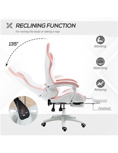 Vinsetto Racing Gaming Chair, Reclining PU Leather Computer Chair with 360 Degree Swivel Seat, Footrest, Removable Headrest Whit