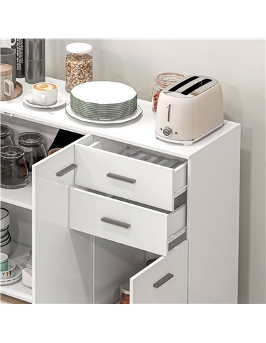 HOMCOM Sideboard, Modern Storage Cabinet with 2 Drawers, 3 Doors and Adjustable Shelves, Kitchen Cabinet for Living Room, Dining