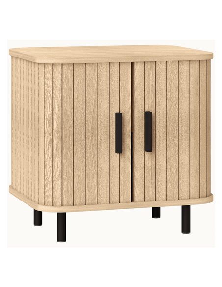HOMCOM Bedside Table, Nordic Side Table with Roller Shutter Style Sliding Doors and Metal Legs for Bedroom, Living Room, Oak Ton - pic 99983 | FastDaddyshop