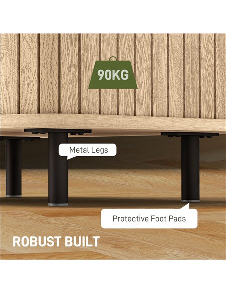 HOMCOM Bedside Table, Nordic Side Table with Roller Shutter Style Sliding Doors and Metal Legs for Bedroom, Living Room, Oak Ton - pic 99989 | FastDaddyshop