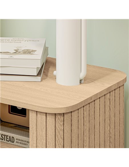 HOMCOM Bedside Table, Nordic Side Table with Roller Shutter Style Sliding Doors and Metal Legs for Bedroom, Living Room, Oak Ton - pic 99990 | FastDaddyshop