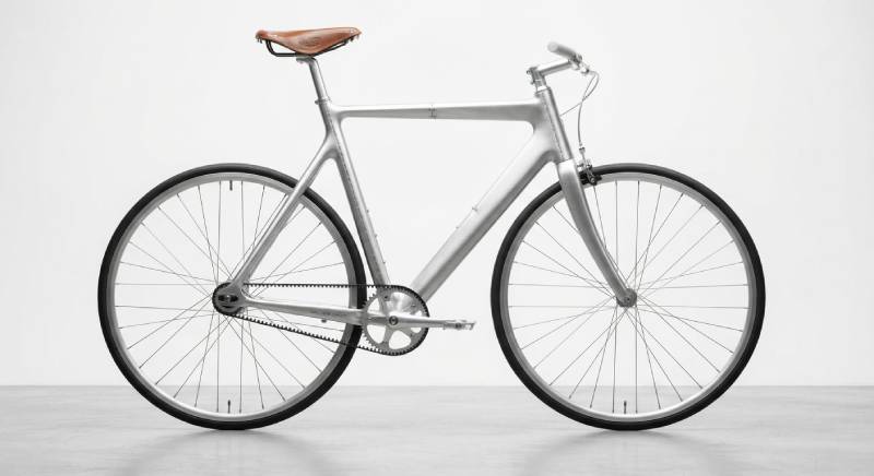 AI generated bicycle concept featuring an automated pressed aluminium sheet frame design