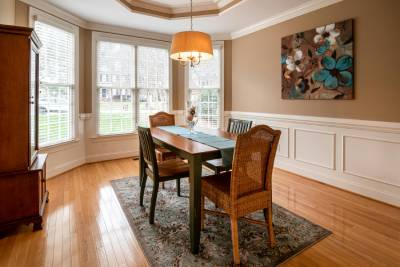 Rectangular dining table and chairs