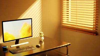 Stylish home office desk with built-in storage, blending functionality and elegance for any workspace.